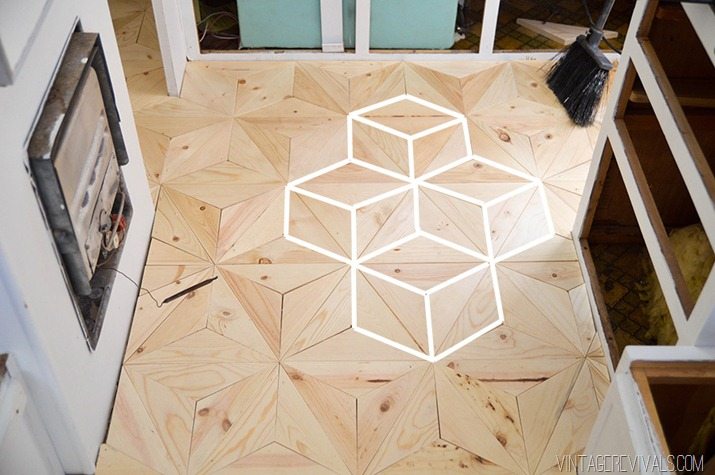 DIY Geometric Wood Floor Cubes vintagerevivals.com-28 copy