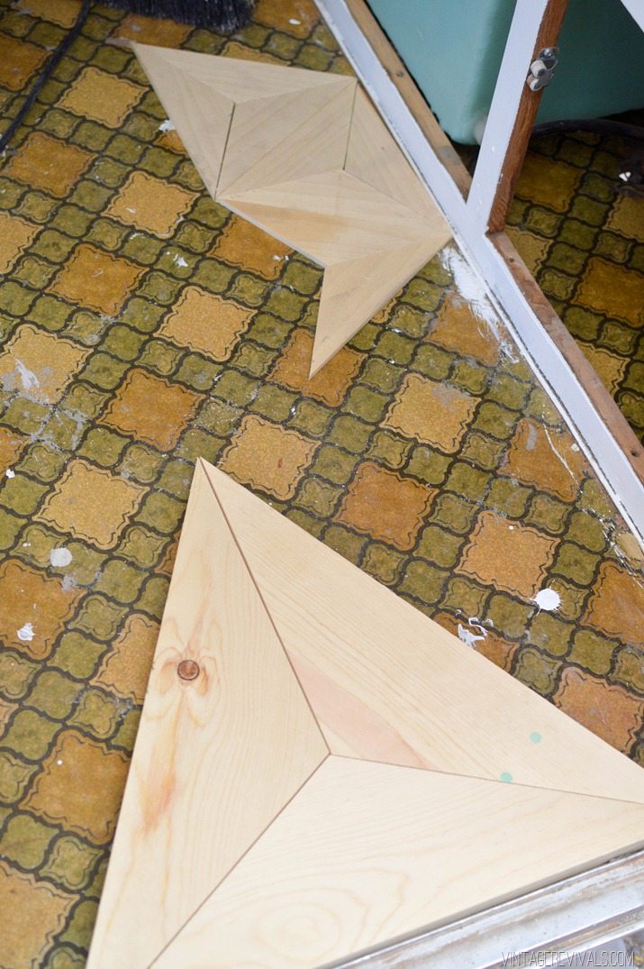 DIY Geometric Wood Floor vintagerevivals.com